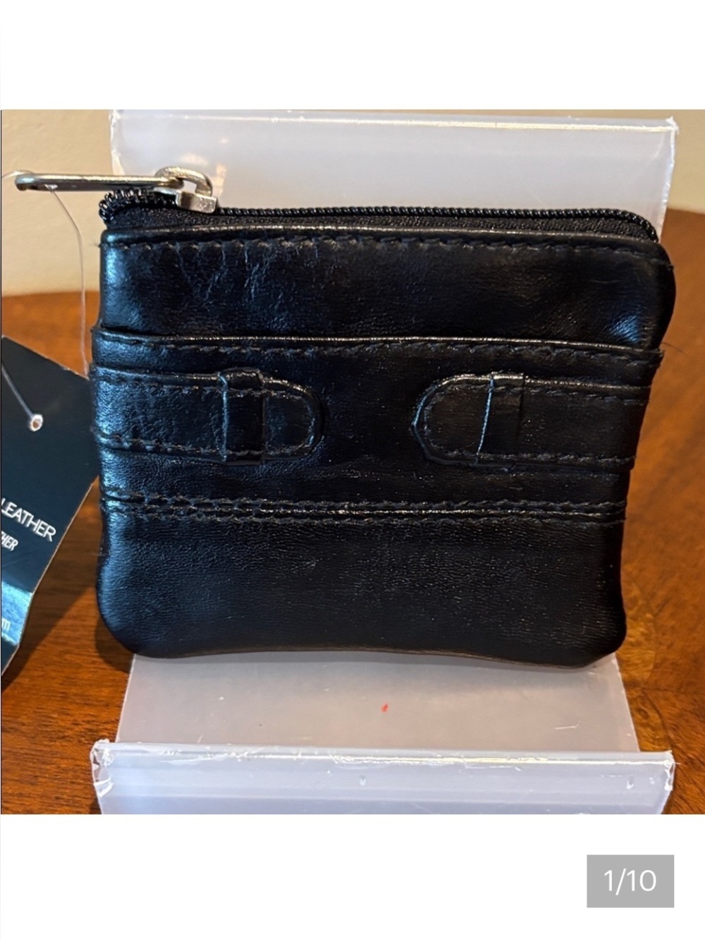 Wilsons Leather Black Coin Purse / key ring genuine leather smooth/front slip